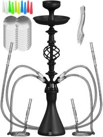 Hookah Set With Everything 4 Hose Black Hookah Set with 50x Foil Big Silicone Bowl 10x Tips 4x Mouthpiece 4x Hookah Hose Tongs - M. Rosenfeld